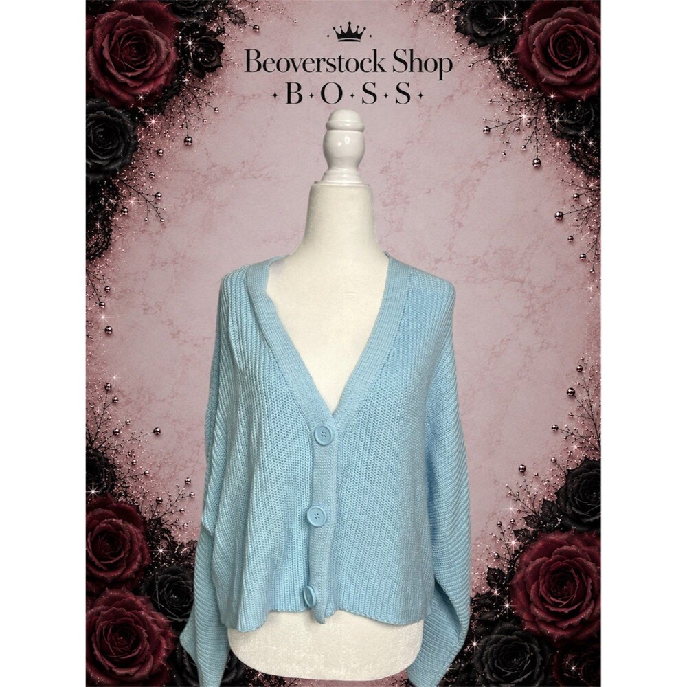 New NWT Forever 21 Sky Blue Oversized Batwing Knit Cardigan Sweater – Size Mediu